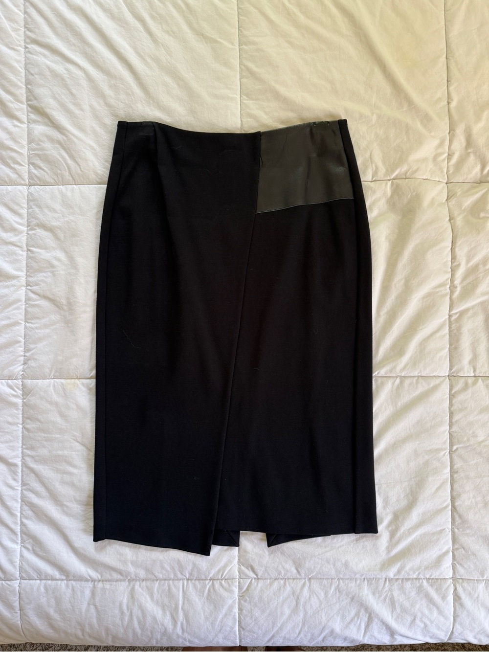 CNC Costume National Black Pencil Skirt with Leather Panel